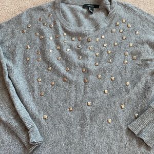 Forever 21 Rhinestone Knit Grey Sweater